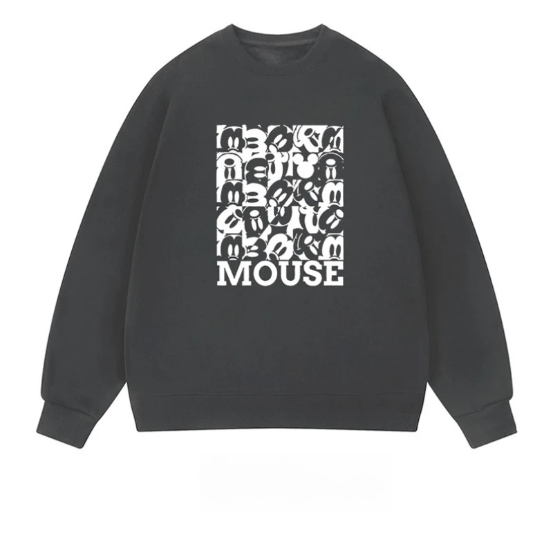 الإبداعية ميكي ماوس الرجال والنساء بأكمام طويلة الخريف والشتاء جديد ديزني عادية عالية الجودة جولة الرقبة قطنية عالية الجودة #4