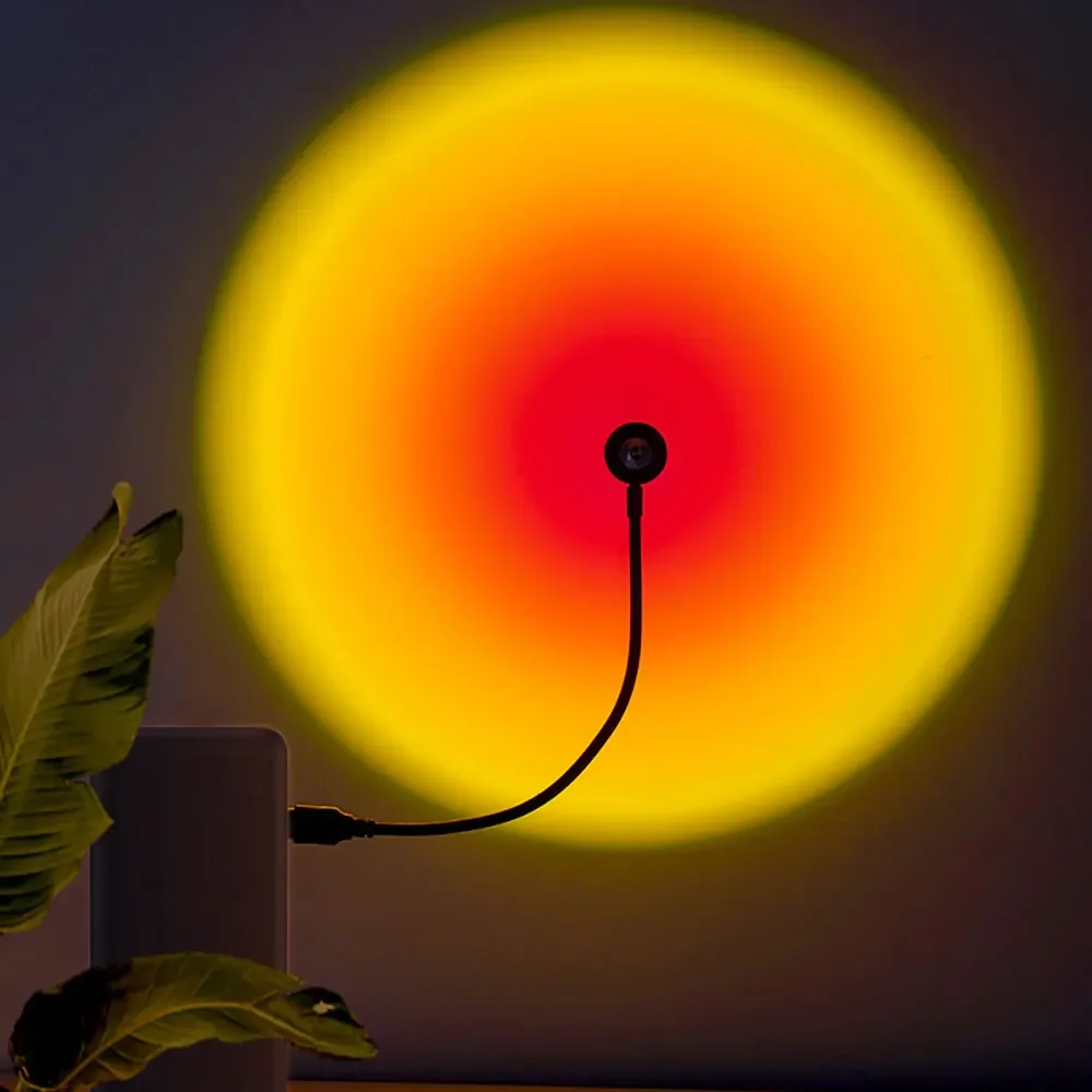 1Pc Sunset Light Rainbow Projection Light Seven Color Sunset Light USB Live Broadcast Background Atmosphere Lamp Home Decoration