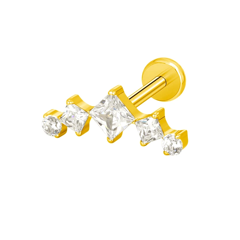 Titanium Ear Studs Earrings with CZ Paved Top