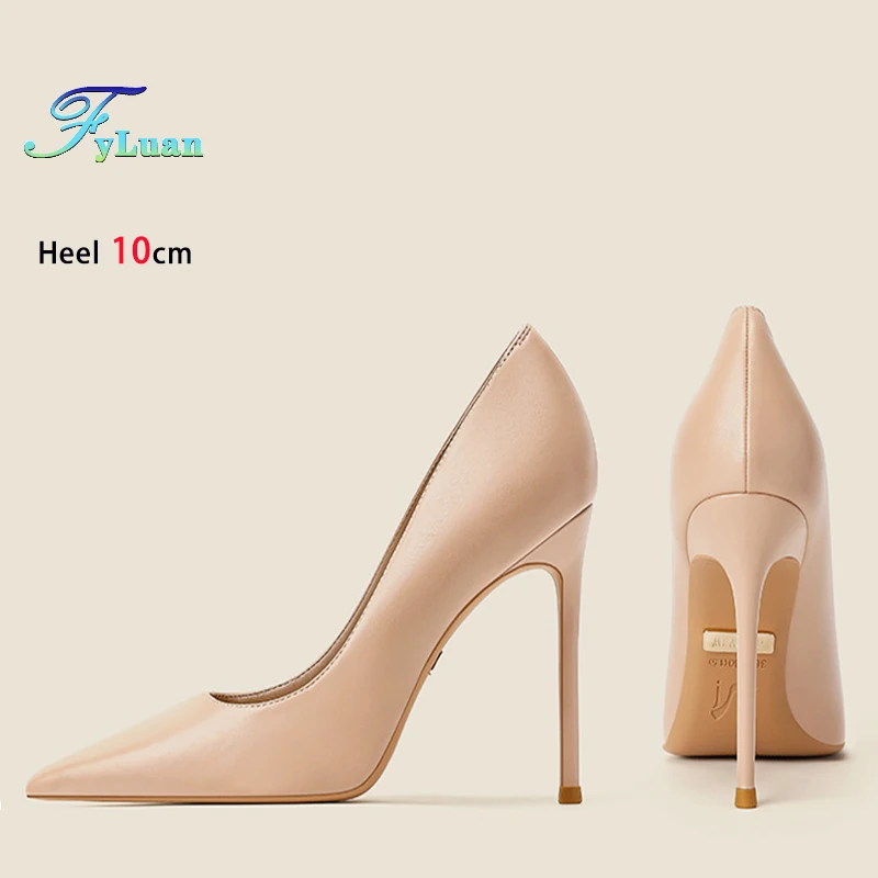 

FyLuan, новинка 2025, модные женские туфли-лодочки из овчины, удобные офисные женские туфли на шпильке, женские туфли на одинарной платформе с острым носком, женские туфли на каблуке