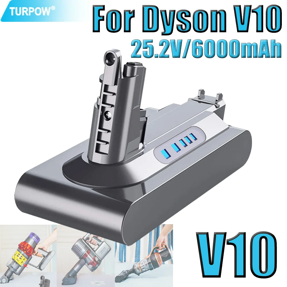 Batería de repuesto V10 de iones de litio, 25,2 V, 6000mA, para Dyson V10, limpiador, RH-10, SV12, paquete de 7 celdas (206340), SV14, 7INR21/70