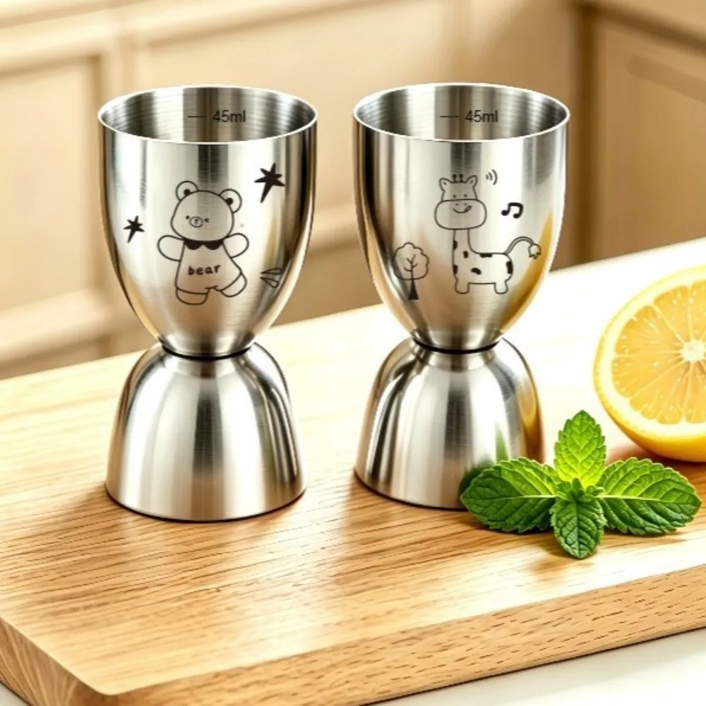 30/60ML Stainless Steel Jigger with Scale Accurate Dual Heads Jigger Cartoon Pattern Double-Sided Bar Jigger Coffee Use