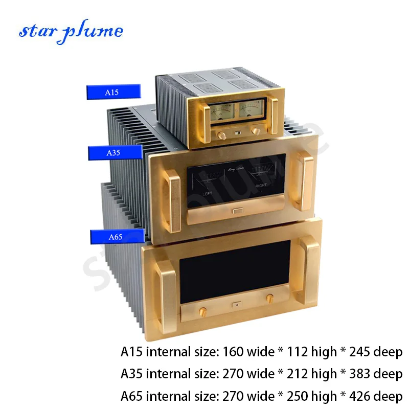 BZ-A15 /A35/A65 Power Amplifier Case VU Meter Power Amplifier Chassis Class A Cooling Case (480*260*444mm) Chassis Shell DIY Box