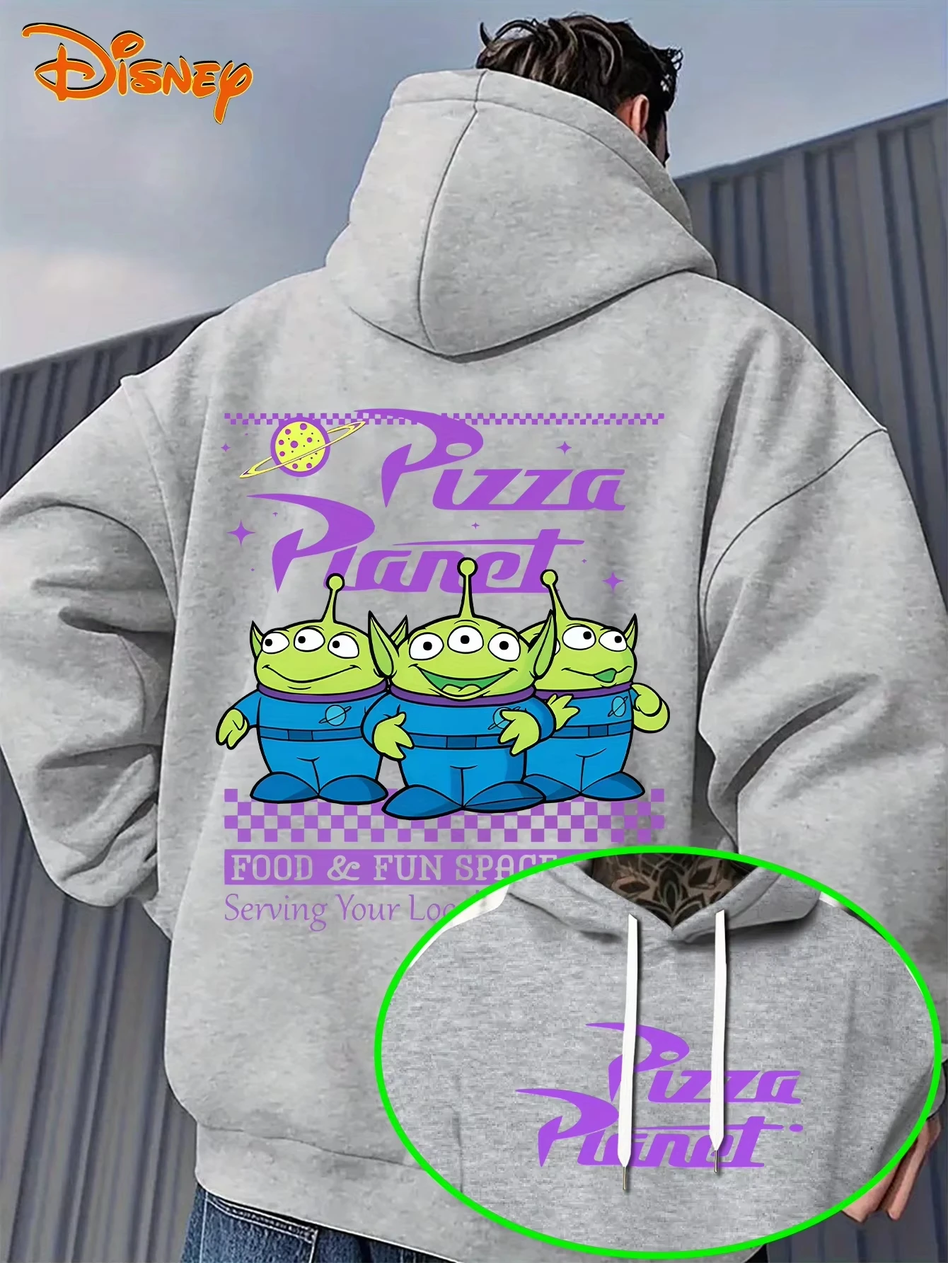 Toy Story Alien Cotton Hoodie White Green Character Blue Suit Purple Pizza Grid Pattern Loose Fit Casual Home Wear​