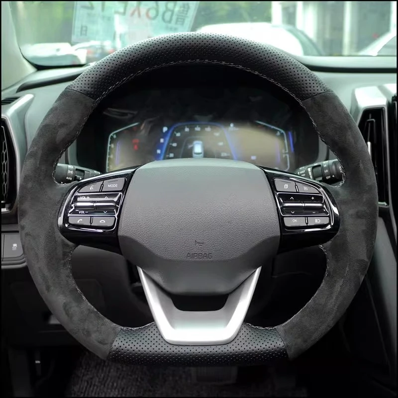 

Нескользящий замшевый кожаный чехол на руль ручной работы для Hyundai ix35 ix25 Mistra Tucson Santa Fe Lafesta, аксессуар для салона автомобиля