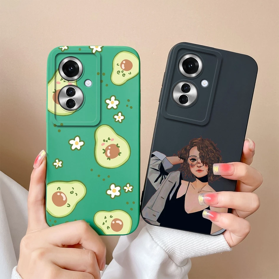 Phone Cover For Oppo Reno11 F 5G Case Pretty Butterfly Sunflower Screen Protector Matte Liquid Silicone For Oppo Reno 11f Fundas