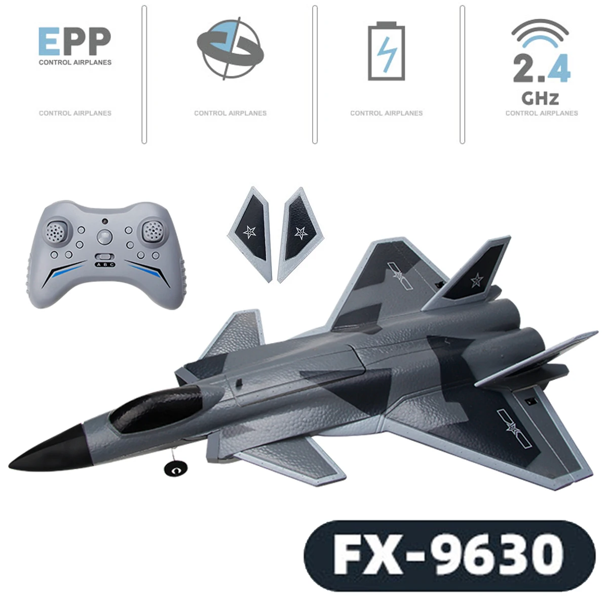FX9630 J20 RC Plane Gyroscope Power Fighter Remote Control Airplane Anti-collision Soft Rubber Head Glider with Culvert Design