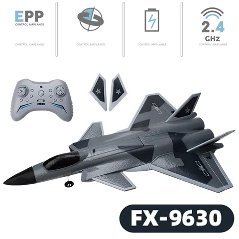 FX9630 J20 RC Plane Gyroscope Power Fighter Remote Control Airplane Anti-collision Soft Rubber Head Glider with Culvert Design