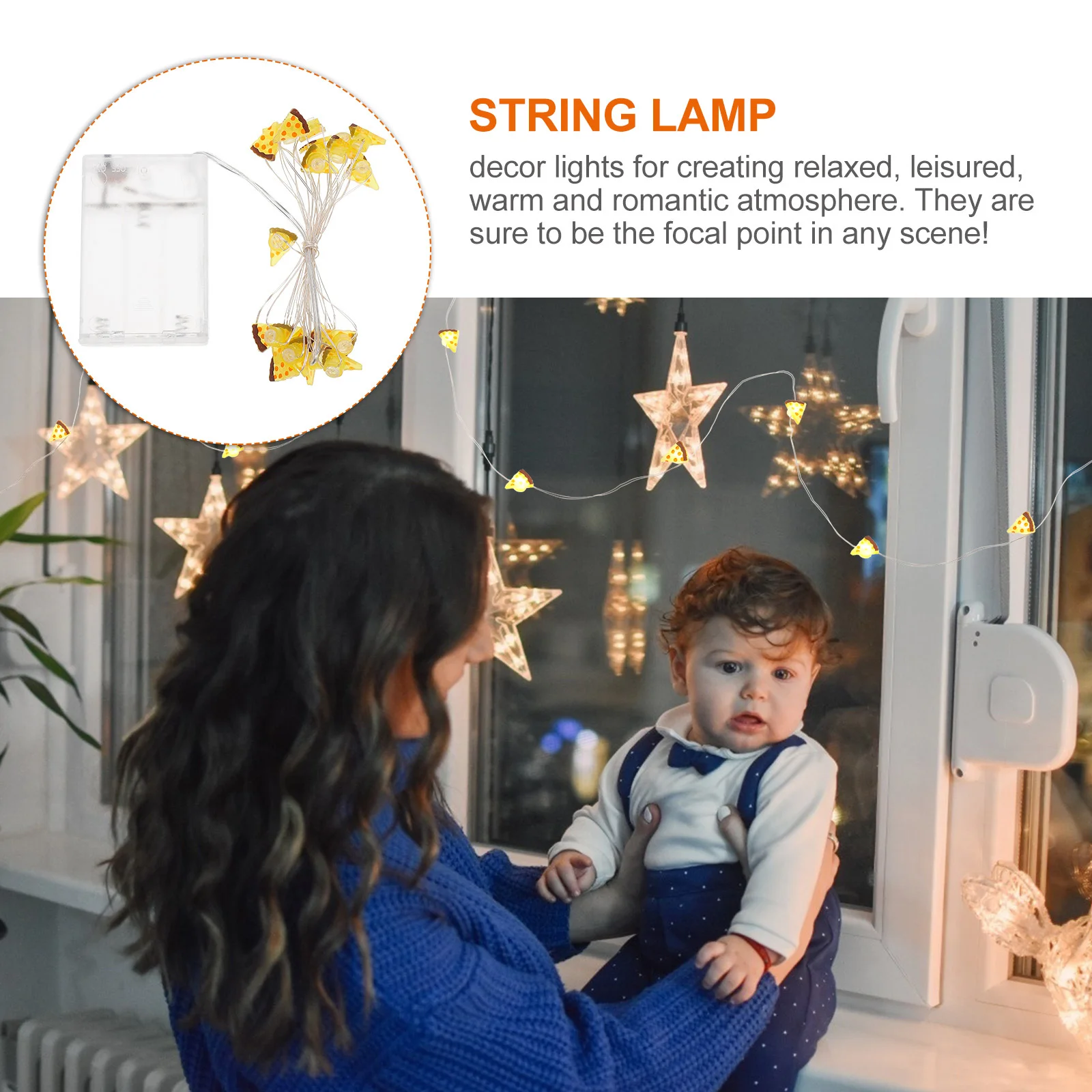 

LED Pizza Shape String Lights Powered Copper Wire Energy Saving for Party Wedding Bedroom Garden Outdoor Use