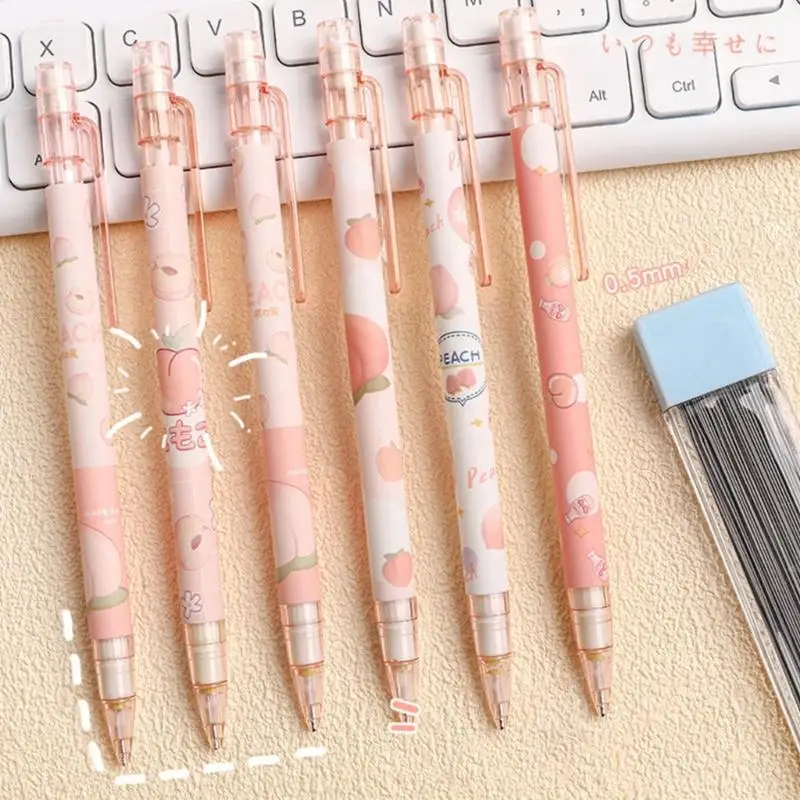 G8TA 6Pcs Mechanical Pencils 0.5mm Fruit Automatic Pencils with Eraser School Office Supplies for Writing Drawing Sketching