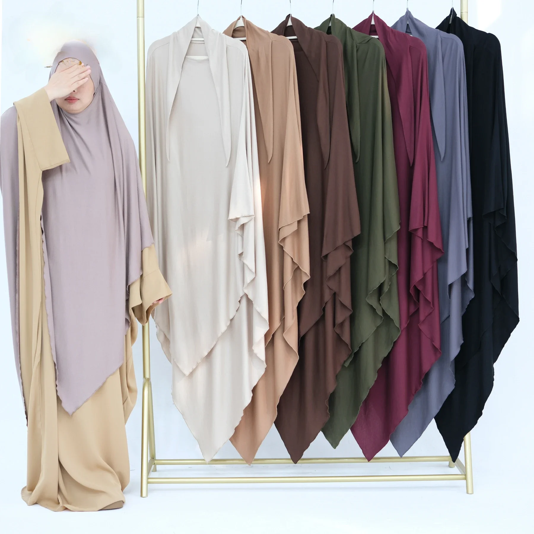 Modal Cotton Extra Long Khimar Hijab Scarf Muslim Prayer Clothes Islamic Jilbab Khimars for Women Abaya Hijabs Niqab Ramadan Eid