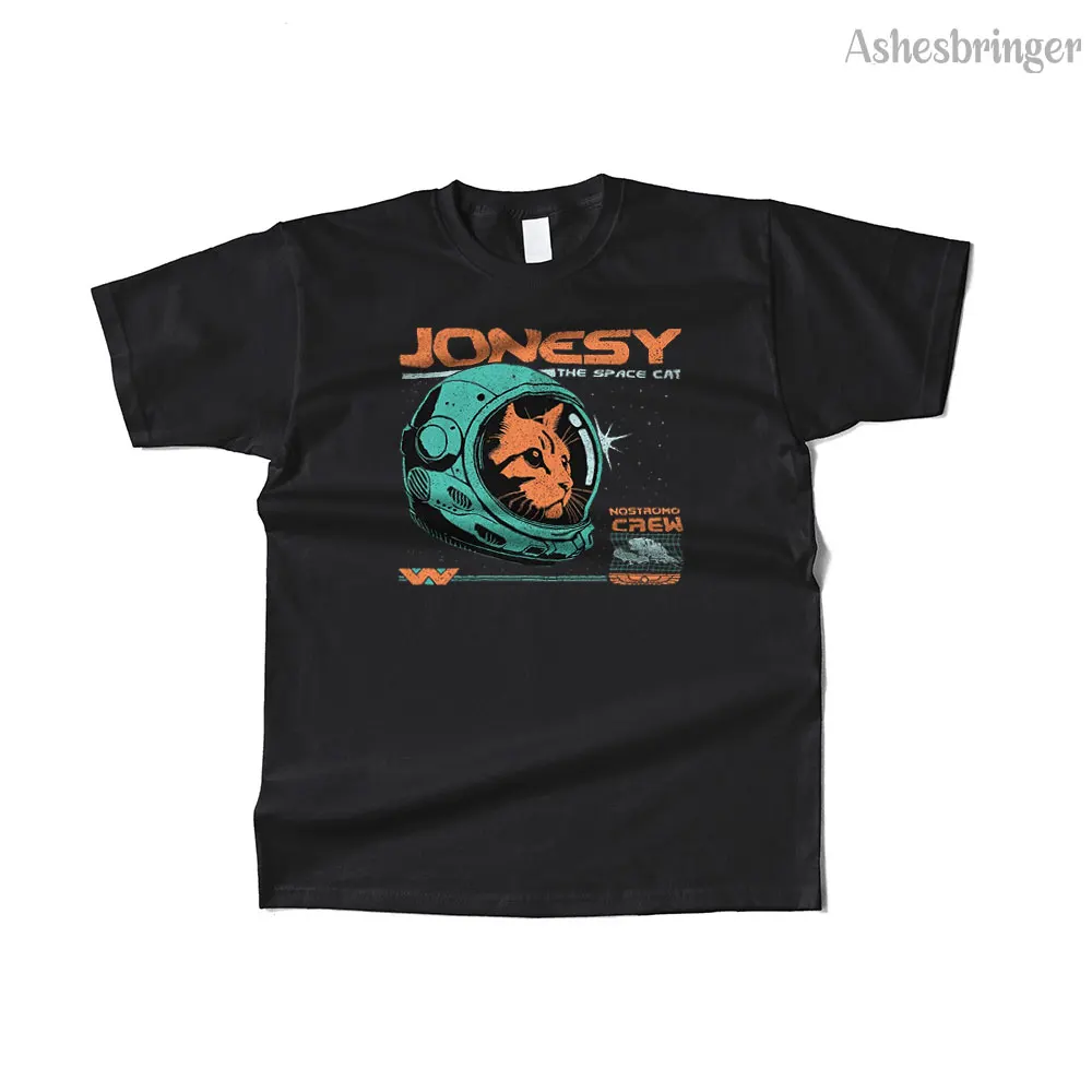 Mens Cotton Jonesy The Space Cat 그래픽 T 셔츠 남성과 여성을위한 스트리트 캐주얼 스타일 티