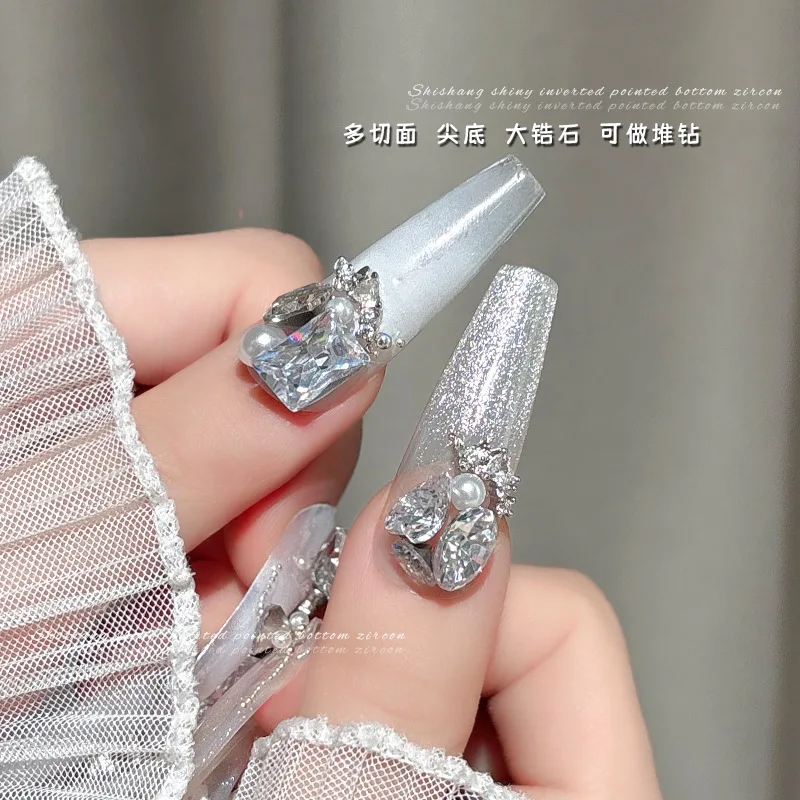 10 pezzi 3D fondo a punta decorazione per unghie strass accessori con diamanti in cristallo per unghie glitter design forniture per manicure