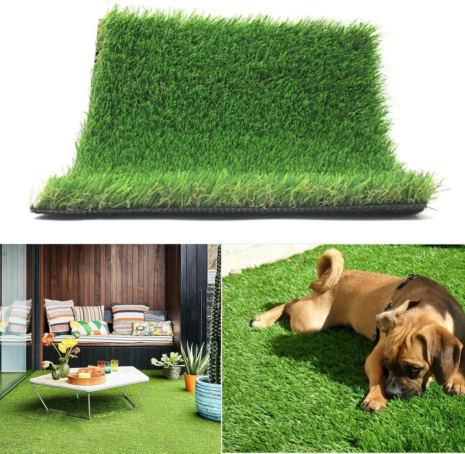 Realistic Thick Artificial Grass Turf Lawn -Indoor Outdoor Garden Lawn Landscape Synthetic Grass Mat - Thick Fake Grass Rug