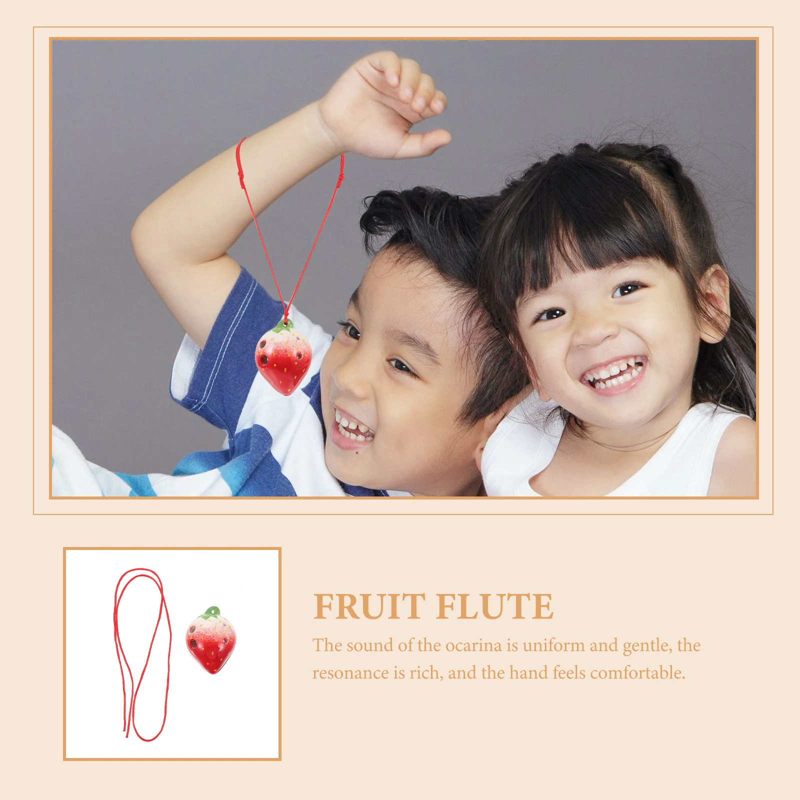 

1Set Fruit Shaped Ocarina Reliable 6-Hole Practice Ocarina for Beginners Wind Instrument with Rich Resonance Clear Tone