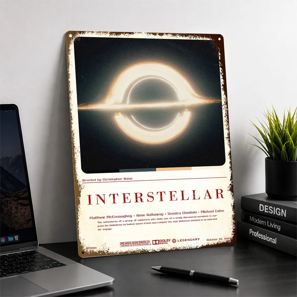 Interstellar Black Hole Aluminum Poster Customized Metal Sign Tech Thriller Wall Art Suited To Home Theaters Or Collector Dens