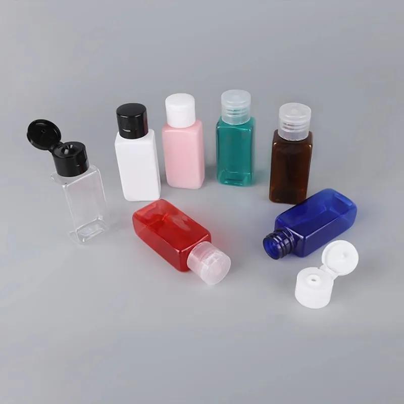 

500pcs Empty 30ML 1oz Clear Plastic Square PET Bottles Travel Sample Container with Flip Caps For Travel Liquids Lotion Jars