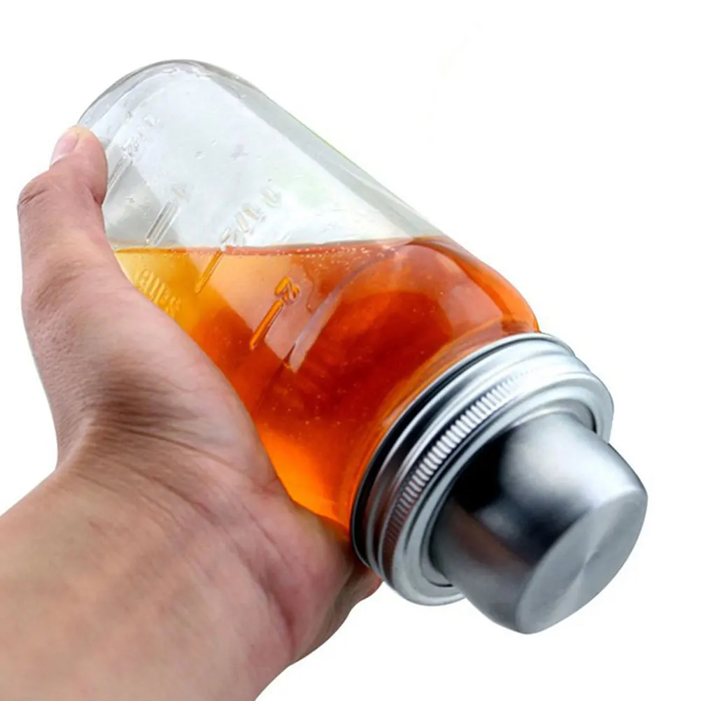 

3pcs Stainless Steel Cocktail Shaker Lid For Jar Cup Leakproof Spout Nonslip Wide Mouth Reusable Drink Accessory Kitchen Bar