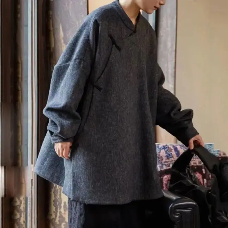 سترة علوية ريترو مع فتحة مائلة وإبزيم علوي 2025 سترة على الطراز الصيني الجديد #5