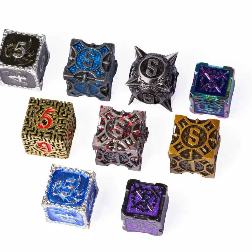 7Pcs/Set Bulk Metal Solid Dice DND Random Color D4 D6 D8 D10 D% D12 D20 Polyhedral Dice for D&D Pathfinder RPG Board Games