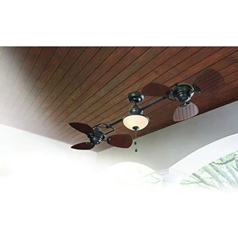 Twin Breeze Ii 74-in Oil-rubbed Bronze Outdoor Downrod Ceiling Fan with led light  home fan