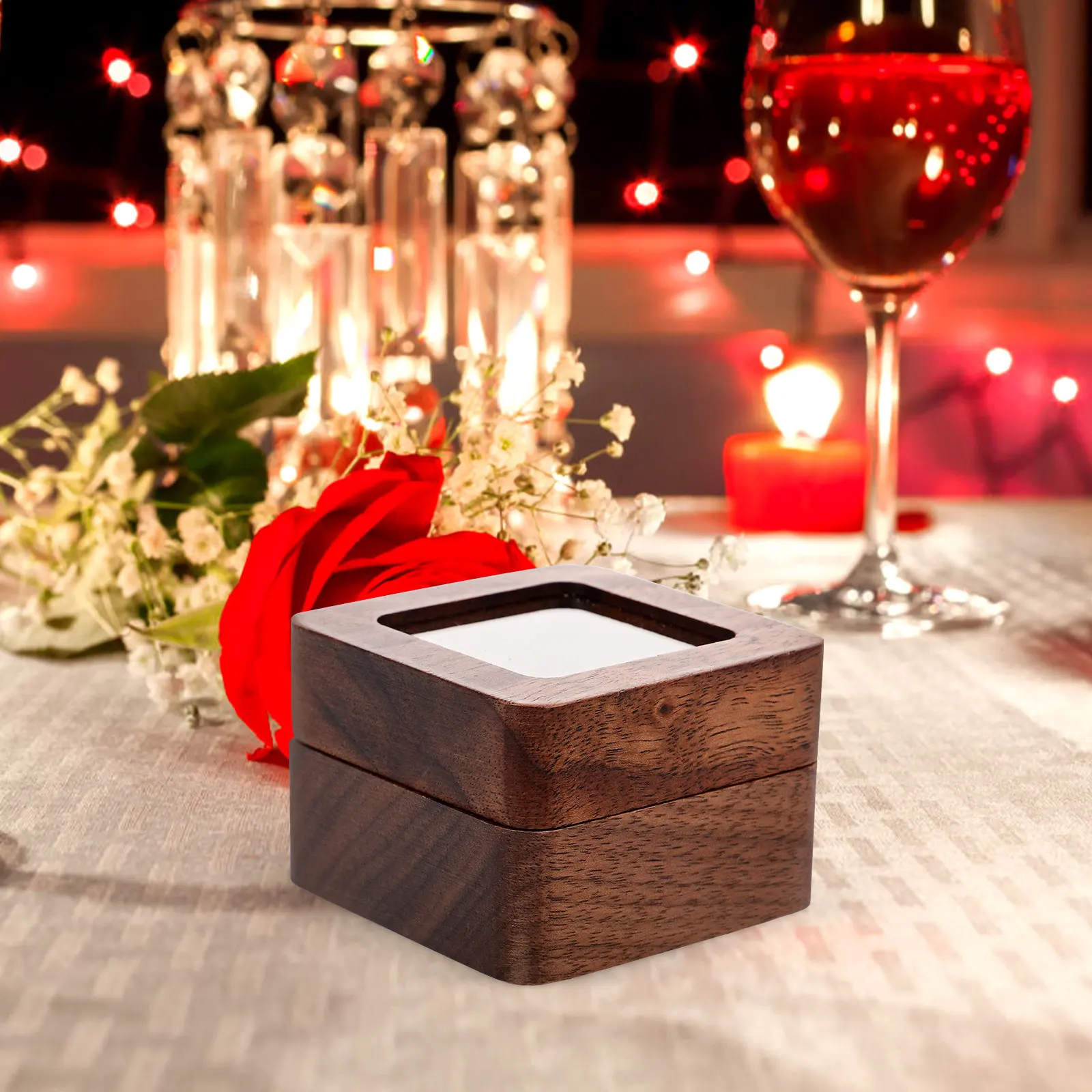 

Solid Wood Ring Box with Lid Jewelry Storage for Rings Earrings Bridal Shower Gift Wedding Ceremony Ring Holder Display Box