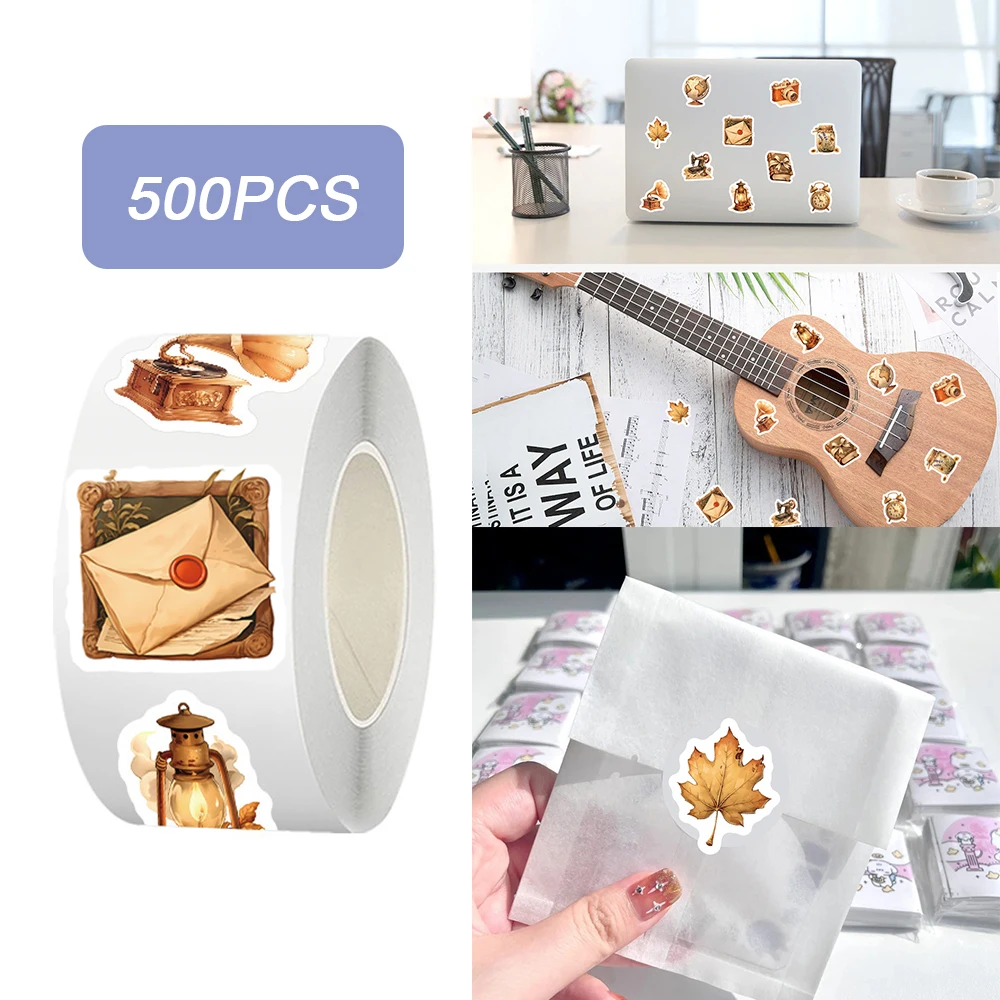 

500pcs/roll Retro Cartoon Sealing Stickers Art Graffiti Sticker Scrapbooking Luggage Phone Waterproof Decals Decoration Supplies