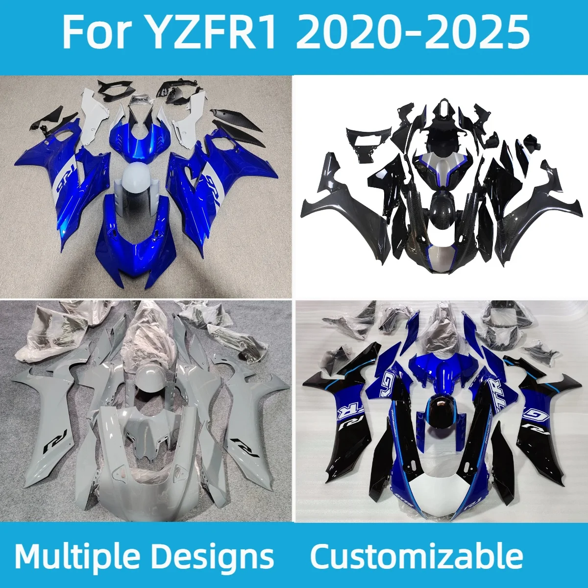 

Для YAMAHA YZF R1 2020-2025 Aftermarket ABS пластик обтекатель комплект деталей кузова мотоциклетные чехлы для кузова обтекатели YZFR1 20-25