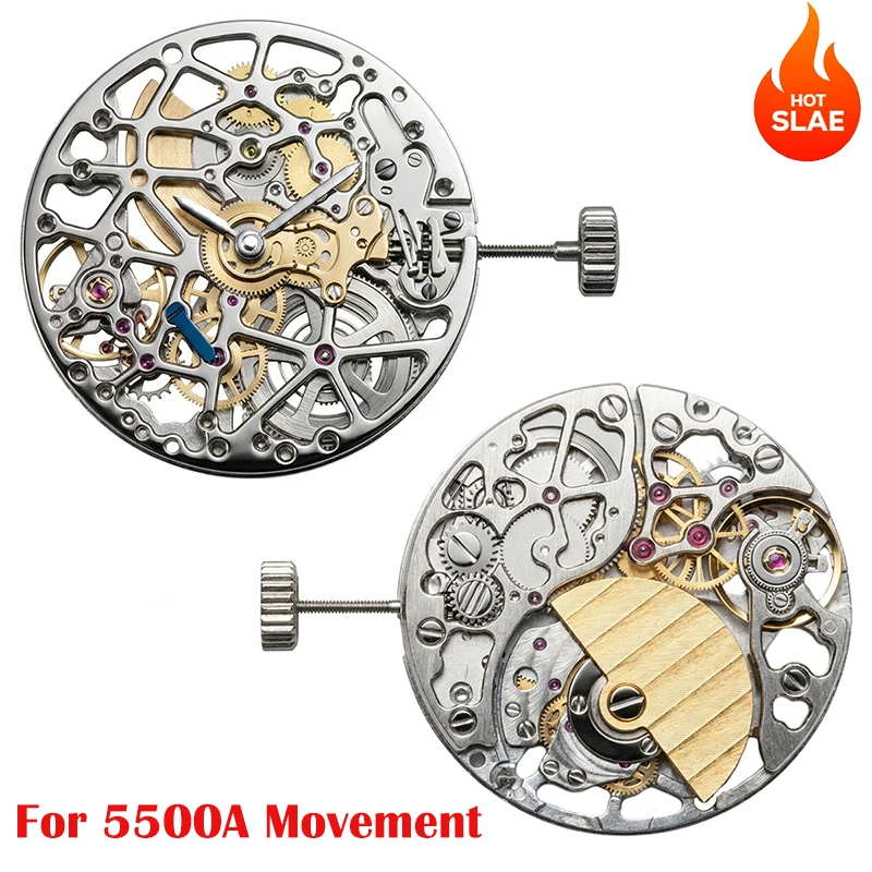 

33 Jewels Skeleton Watch Movement for 5500A,Super Slim MicroRotor Automatic Movement three-pin Single-date Watch accessory