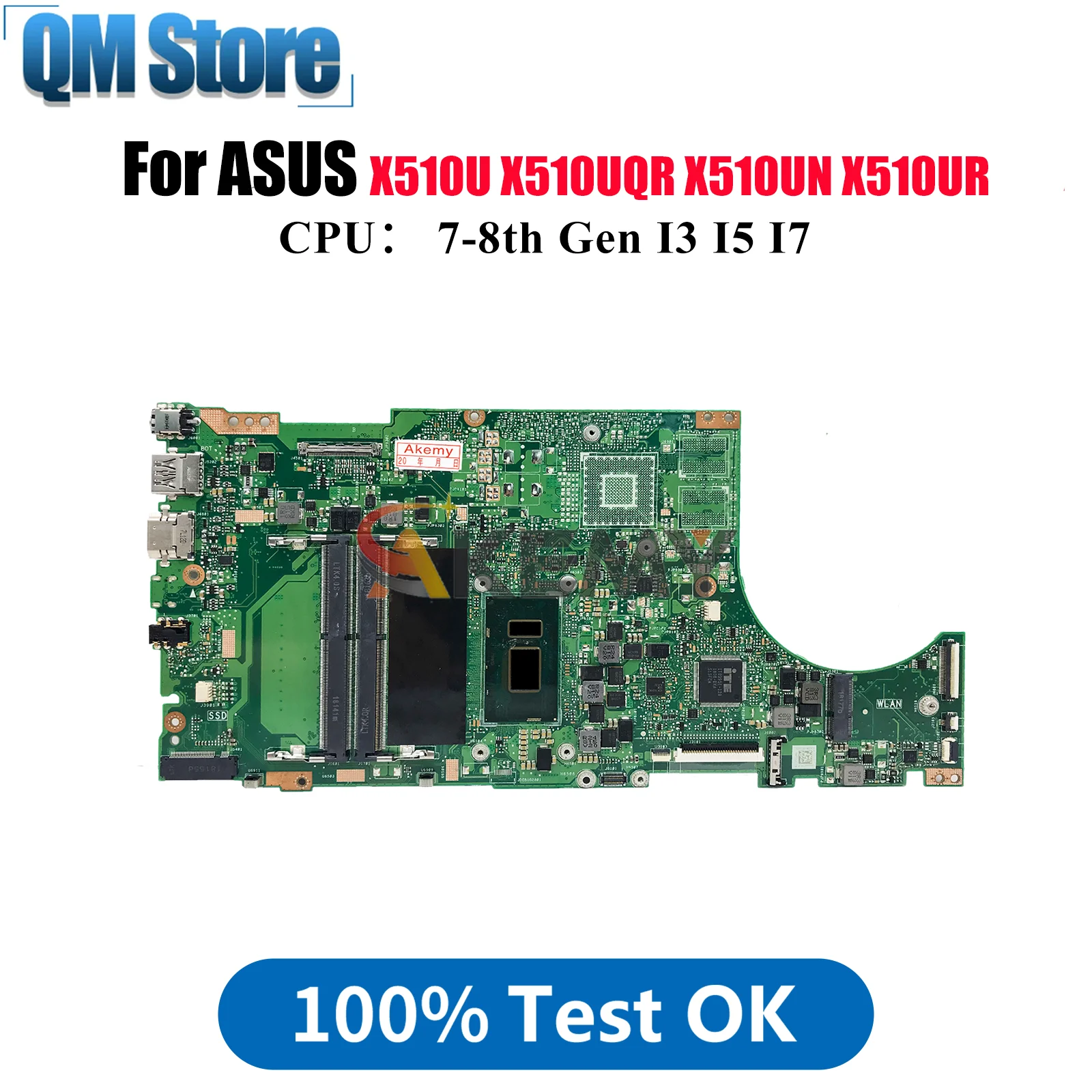

X510UN Материнская плата для ноутбука ASUS X510URR X510UR A510U X510UQ X510U X510UNO X510UNR X510UA S510U X510UQR Материнская плата I3 I5 I7 CPU