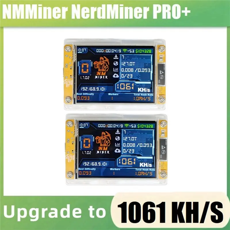شاشة Ingenious-Smart 2 قطعة 1060KH/S Nerd Miner ترقية Harshrate 2.8 "Bitcoin Crypto Solo Lottery Miner Miner Nerdmin #2