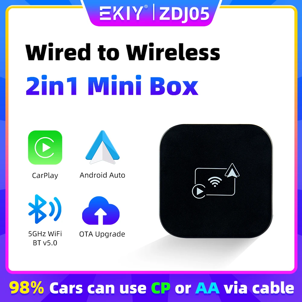 EKIY Wired To Wireless CarPlay Android Auto Box Adapter For Audi Toyota Mazda Nissan Chevrolet Suzuki Subaru Kia Ford Opel Skoda