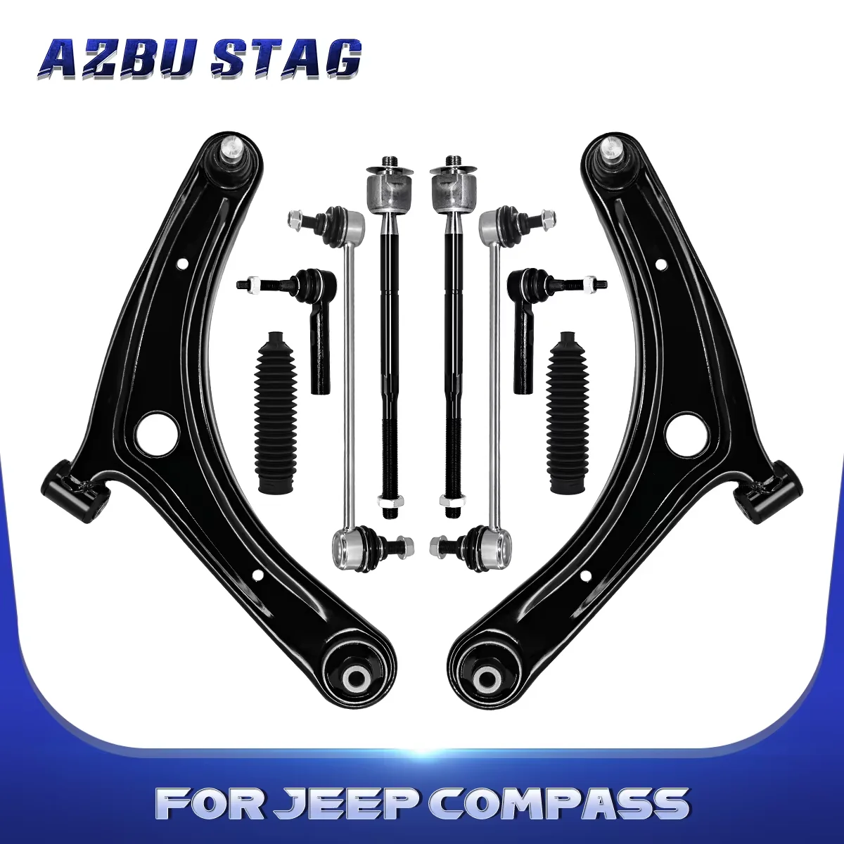 AzbuStag 10Pcs Front Lower Lh Rh Control Arm Pinion Tie Rod Sway Bar Link for Jeep Compass Patriot Dodge Caliber 2007-2017