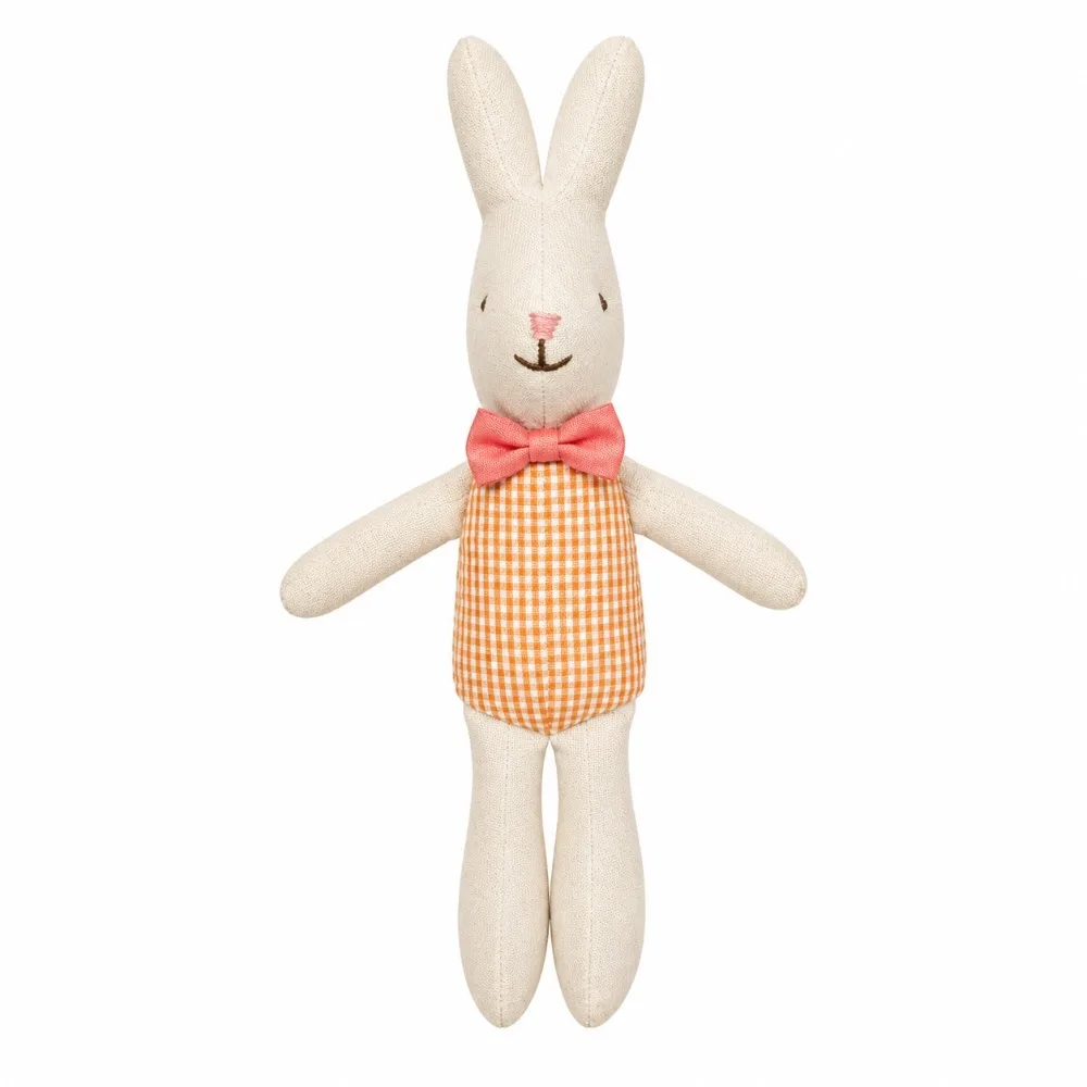 Nordic Style Handmade Craft Linen Bunny Doll Soft Plush Fabric Rabbit Doll Cloth Bunny Doll Montessori Play