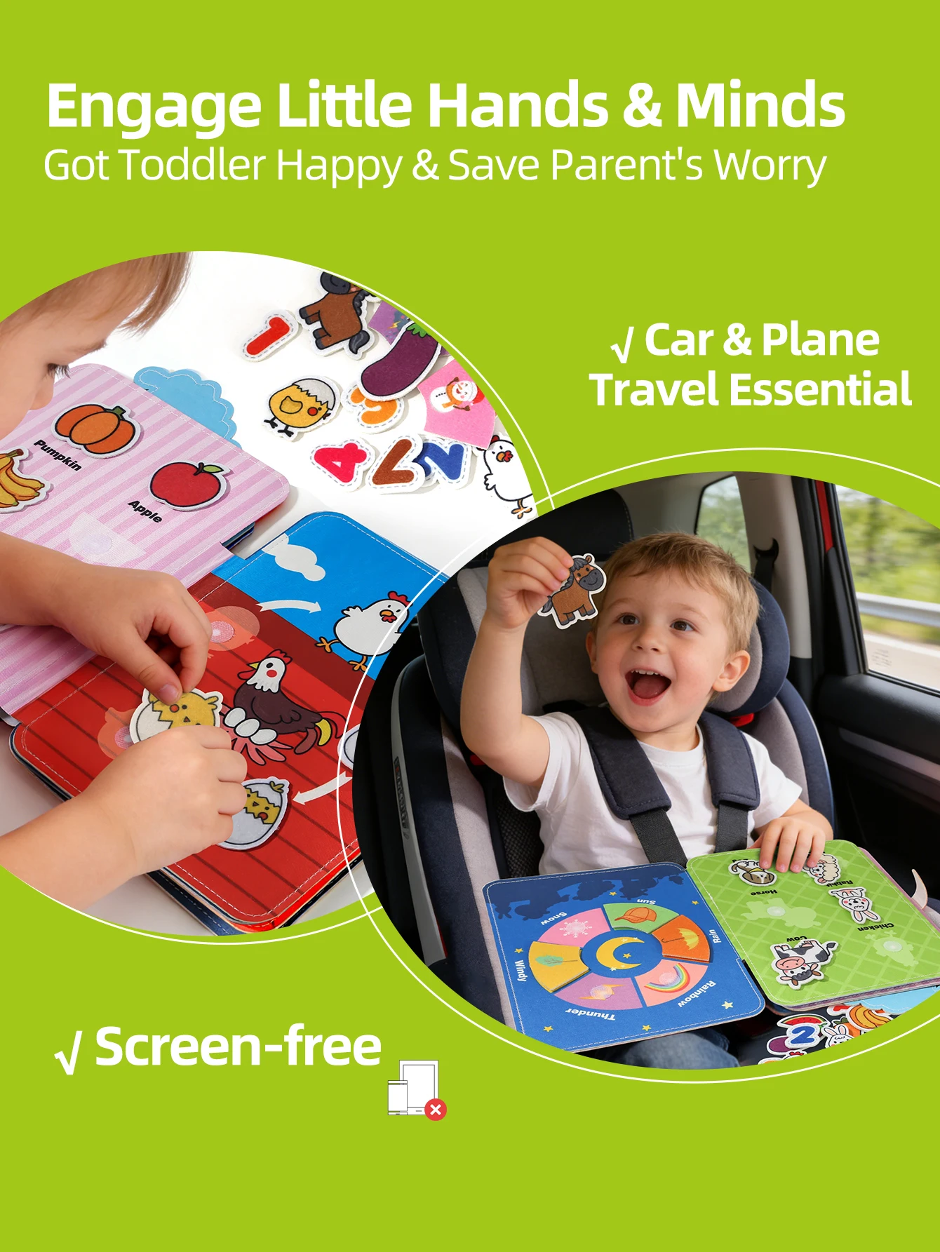 Livro Interativo de Fazenda para Bebês de 0 a 3 Anos - Livro Silencioso Seguro com Velcro - Cognição Animal e Habilidades Motoras - Presente de Páscoa, Carnaval e Ramadã