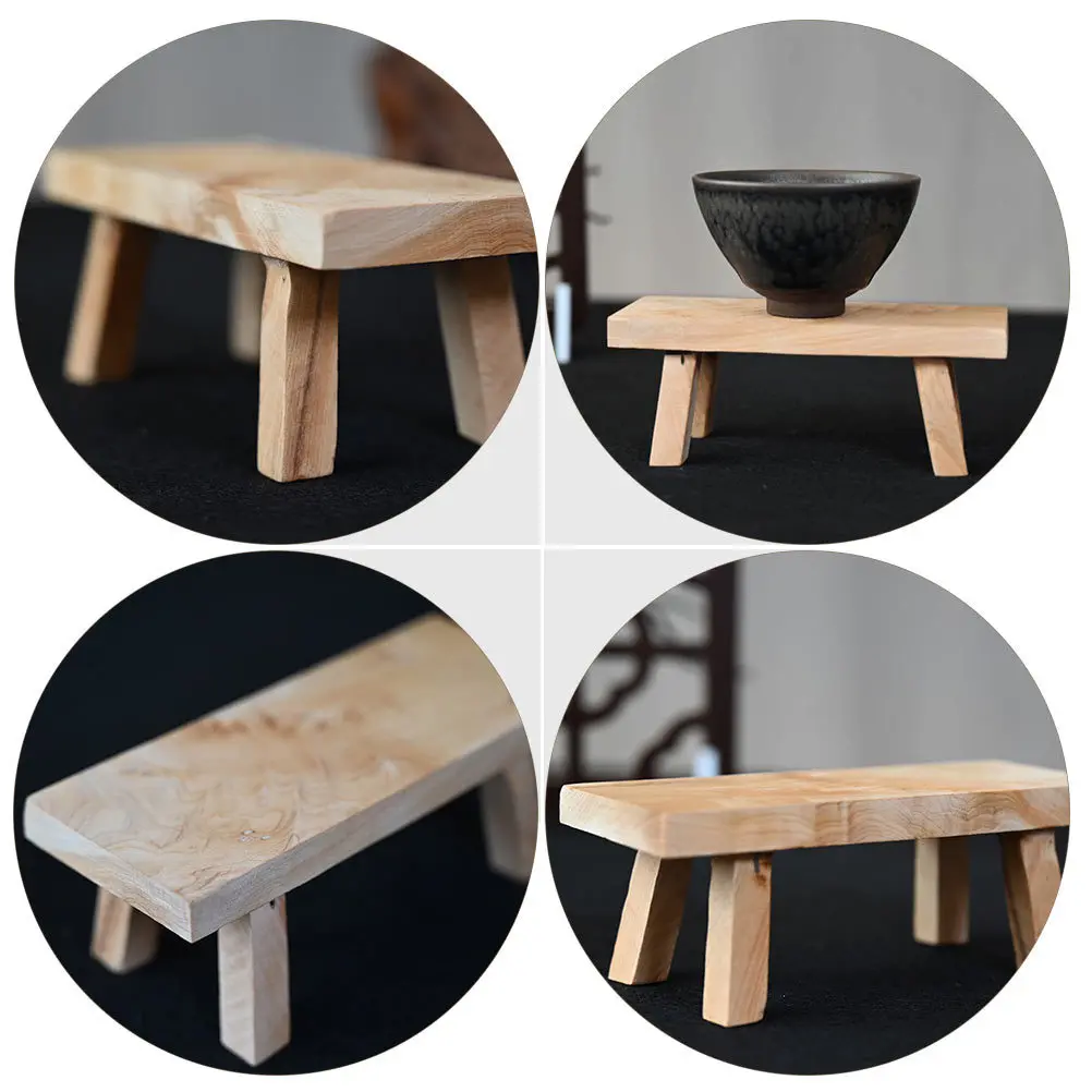 

Stool Shaped Wooden Display Stand Wood Craft Decor Desktop Ornament for Artworks Crafts Decoration Home Office Scene