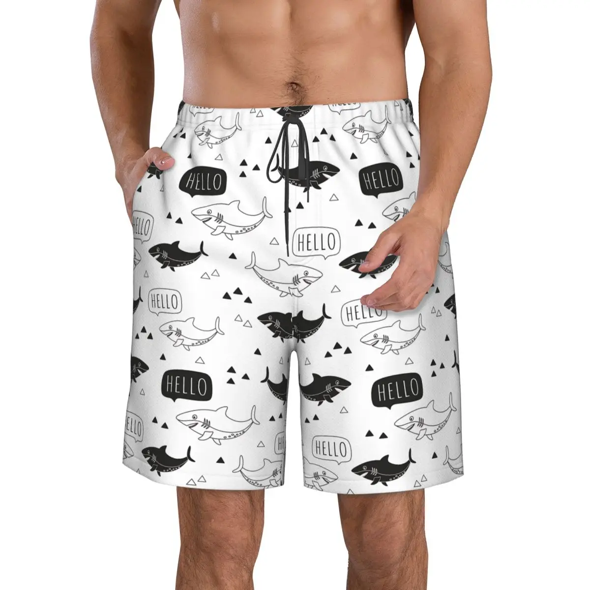 

Летние шорты для плавания Sharks, быстросохнущие летние купальники, пляжные шорты для мальчиков, мужская одежда для серфинга, брюки