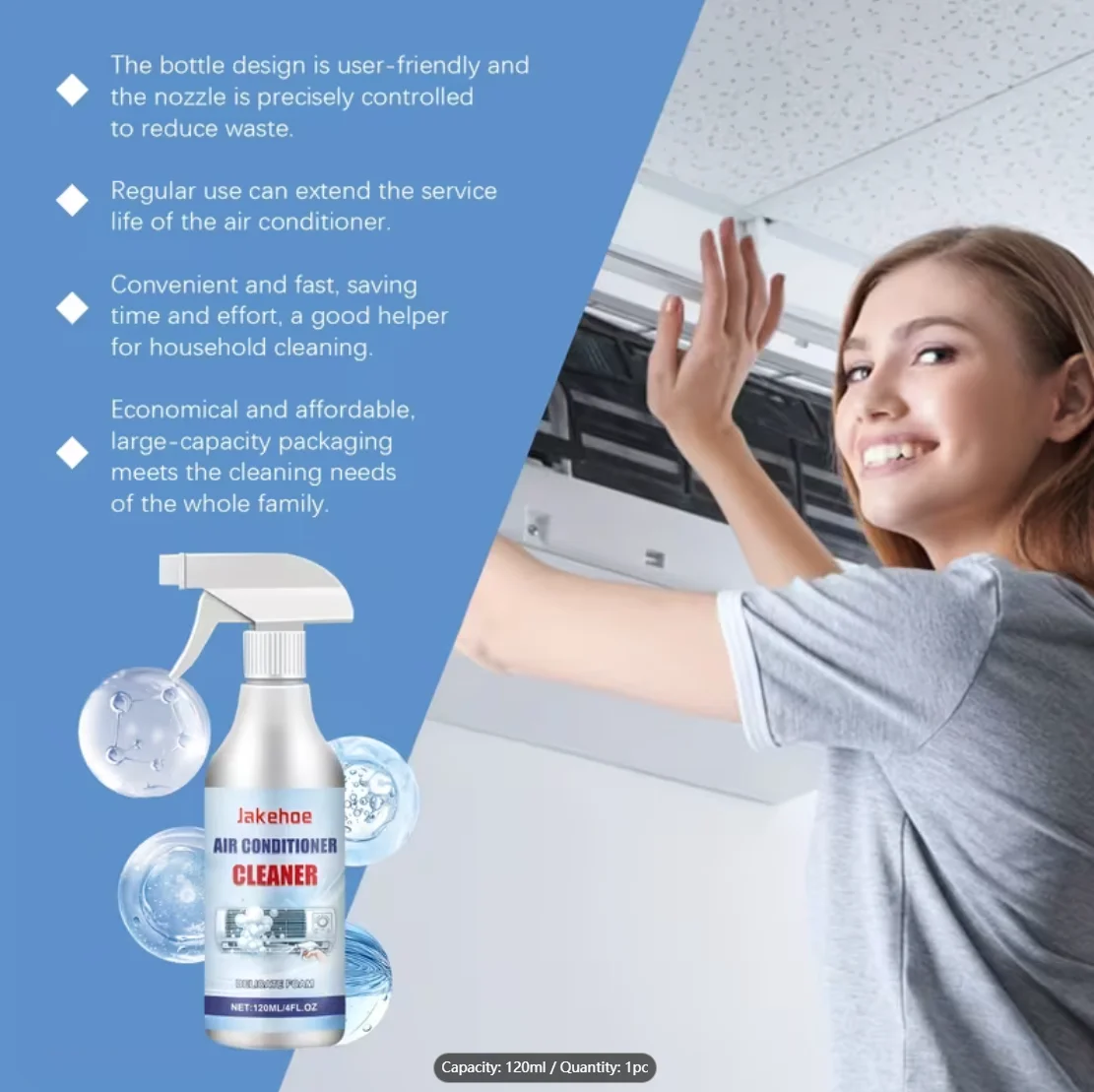 AC Cleaner, spray directly without disassembly, efficient and convenient. Ideal for bedroom & living room. Multi-purpose foam cl