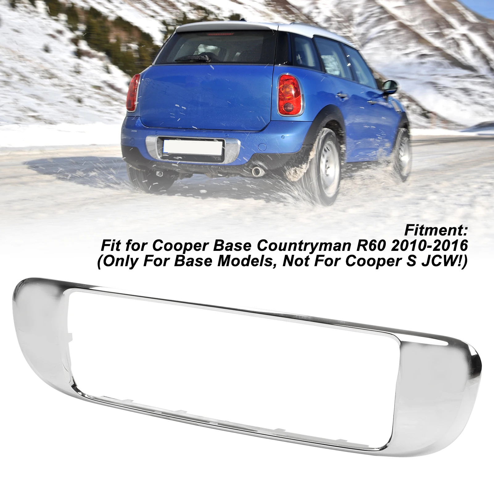 

Chrome Rear Bumper License Plate Surround Trim Molding 51129804577 for Cooper Base Countryman R60 2010‑2016