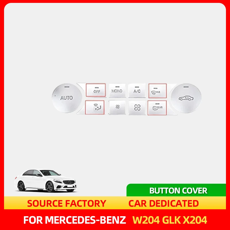 

Внутренние наклейки, автомобильный кондиционер, панель компакт-дисков, кнопка, АБС-пластик, серебристая декоративная наклейка для Mercedes-Benz C-Class W204 GLK X204 20