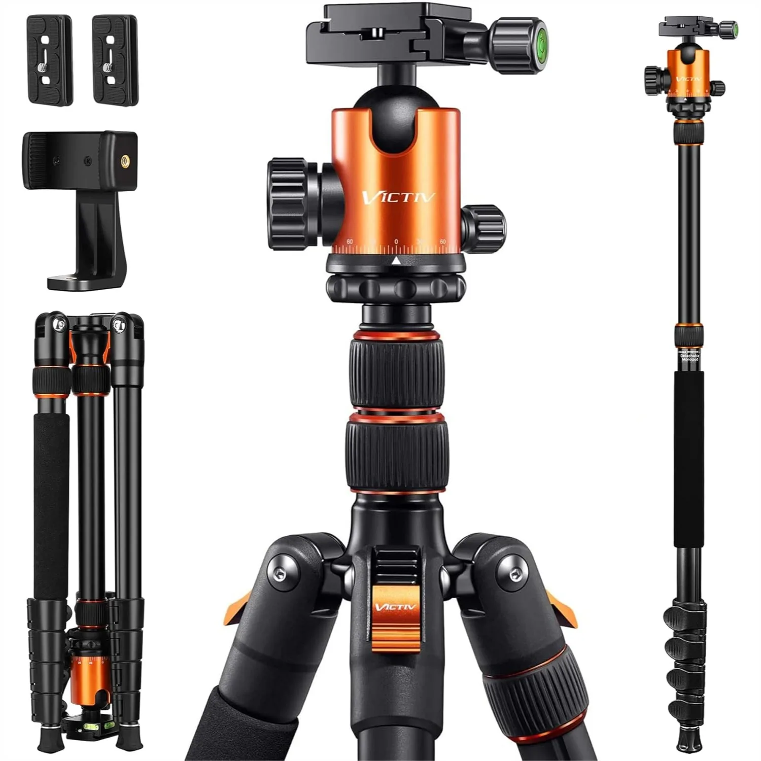

82" Heavy Duty Camera Tripod with Aluminum Alloy, Monopod for Photography Travel, Professional Stand for DSLR Telescope