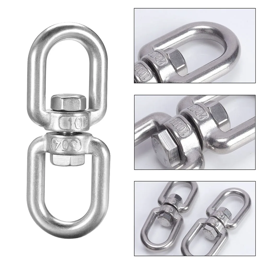 1/2PCS M4 M5 M6 M8 M10 Edelstahl Doppelseitige Schwenk Auge Haken Ring Schäkel Karabiner Haken stecker Mehrzweck Haken