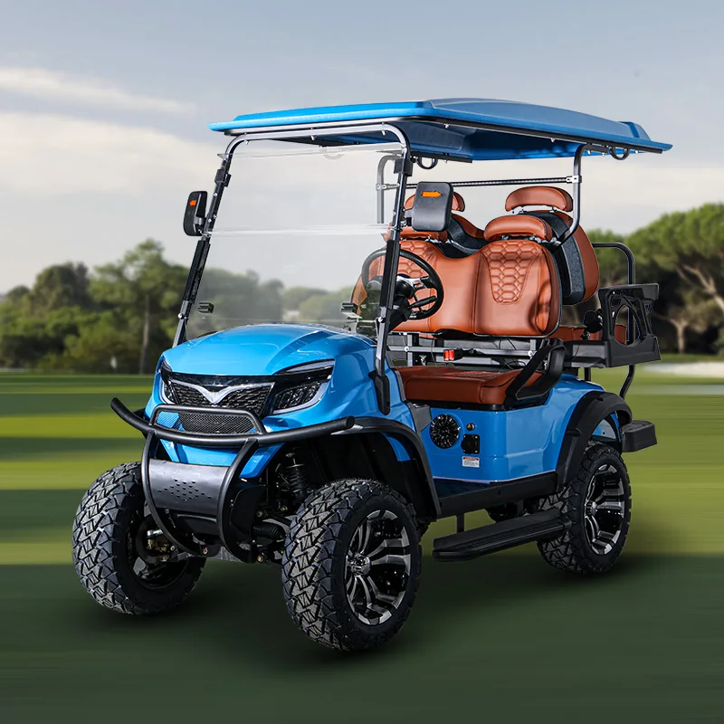 4 Seater Folding 72V Lithium Battery Electric Golf Cart Rough Terrain 2+2 Seats Off Road Golf Cart