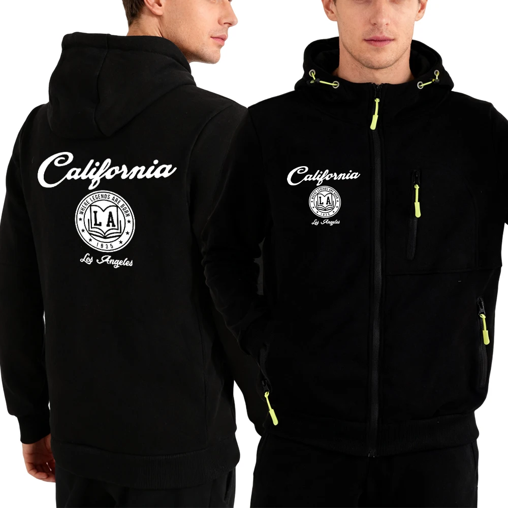 

Califirnia Letter Logo Print Men Zipper Hoodies Fashion Loose Hoody Soft Casual Hooded Sportswear Autumn Fleece Clothing