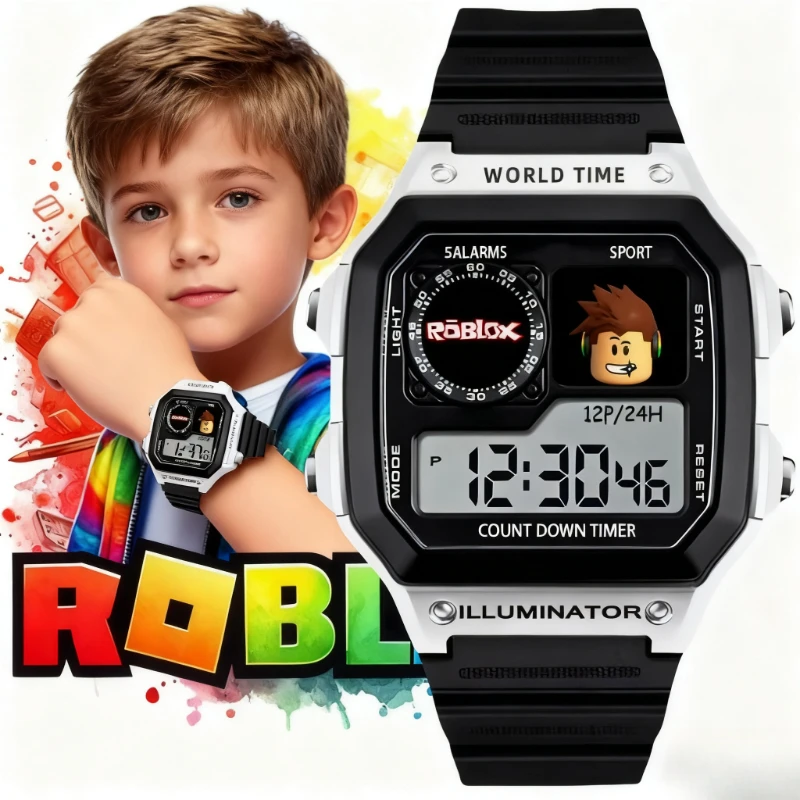 حار لعبة ROBLOX الإبداعية الطرفية الكرتون الأسود الفضة الرقمية للماء ووتش هدية ووتش اللوازم اليومية #2