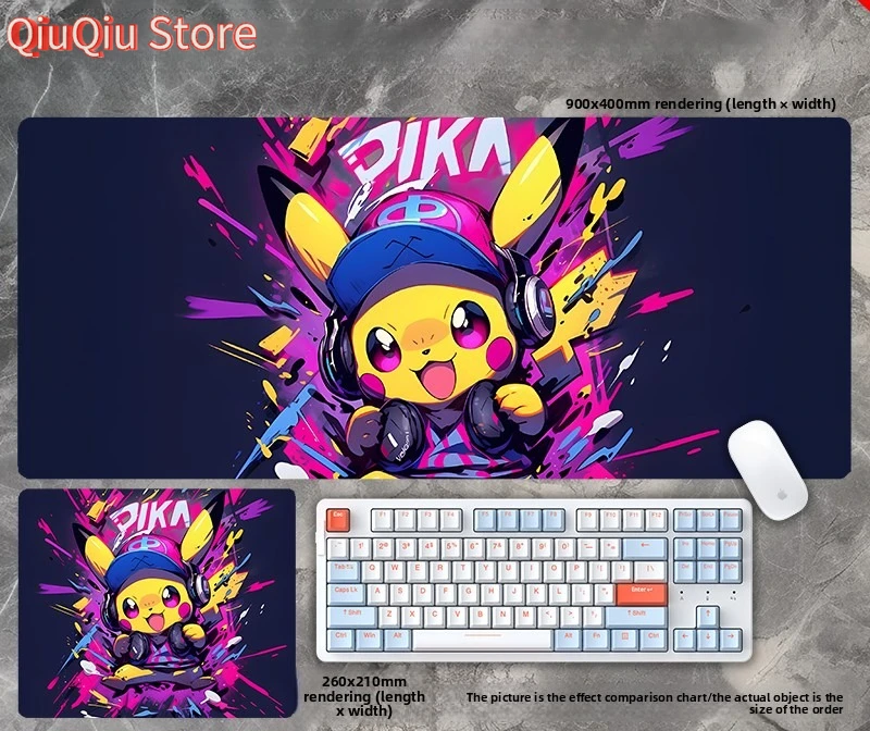 

Minimalist Cute Pikachu Pokemon Mouse Pad Large Extended Desk Mat Non-Slip Waterproof Keyboard Pad for Pokemon Fans