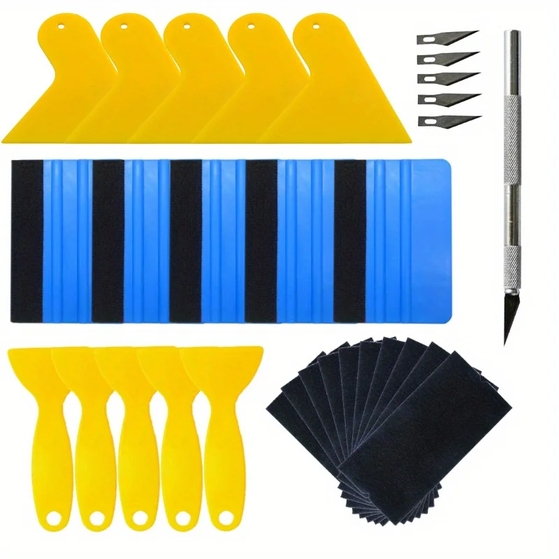 Car Wrapping Tools Kit Vinyl Scraper Cutter Film Squeegee Vinyl Spatulas Plastic Wrap Tool Window Tinting Tools Car Accessories