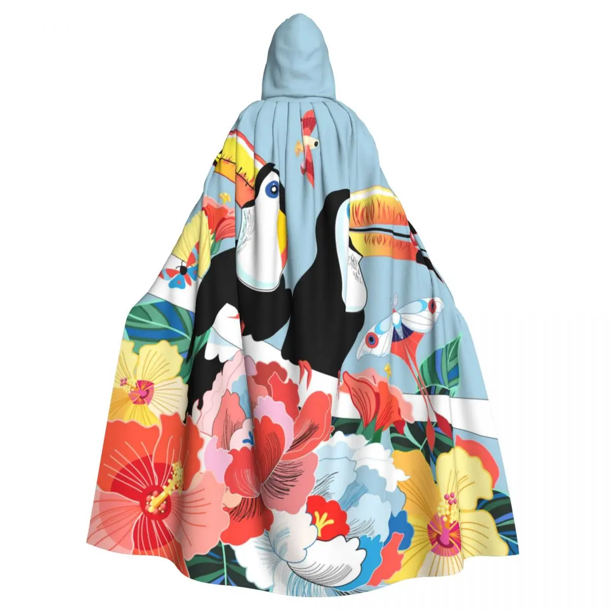 Unisex Adult Funny Birds Toucans With Floral Cloak with Hood Long Witch Costume Cosplay