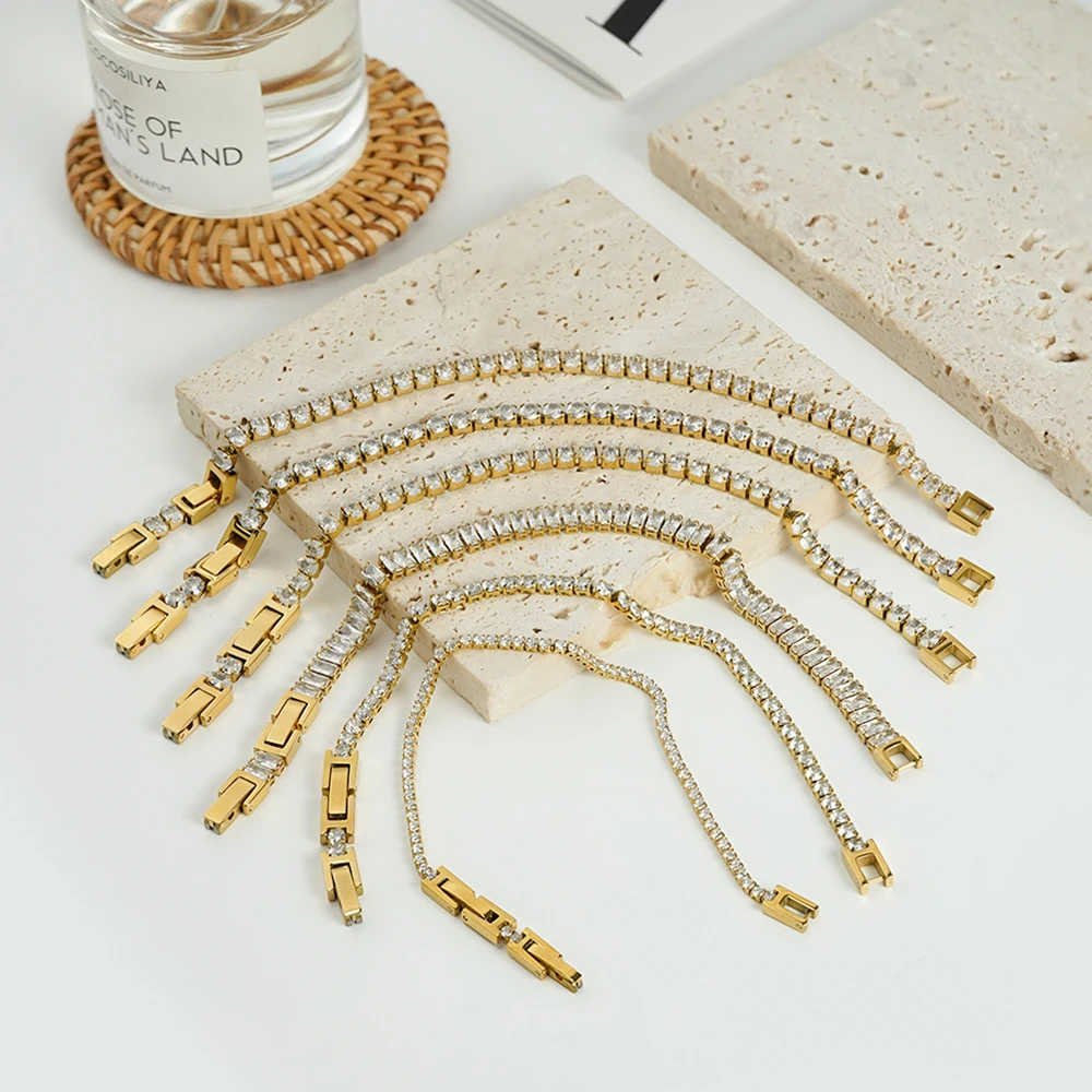 

ENFASHION Pulseras Zircon Bracelet For Women's S Stainless steel 18K Plated Gold Fashion Fashion Party Dailywear Jewelry B252548