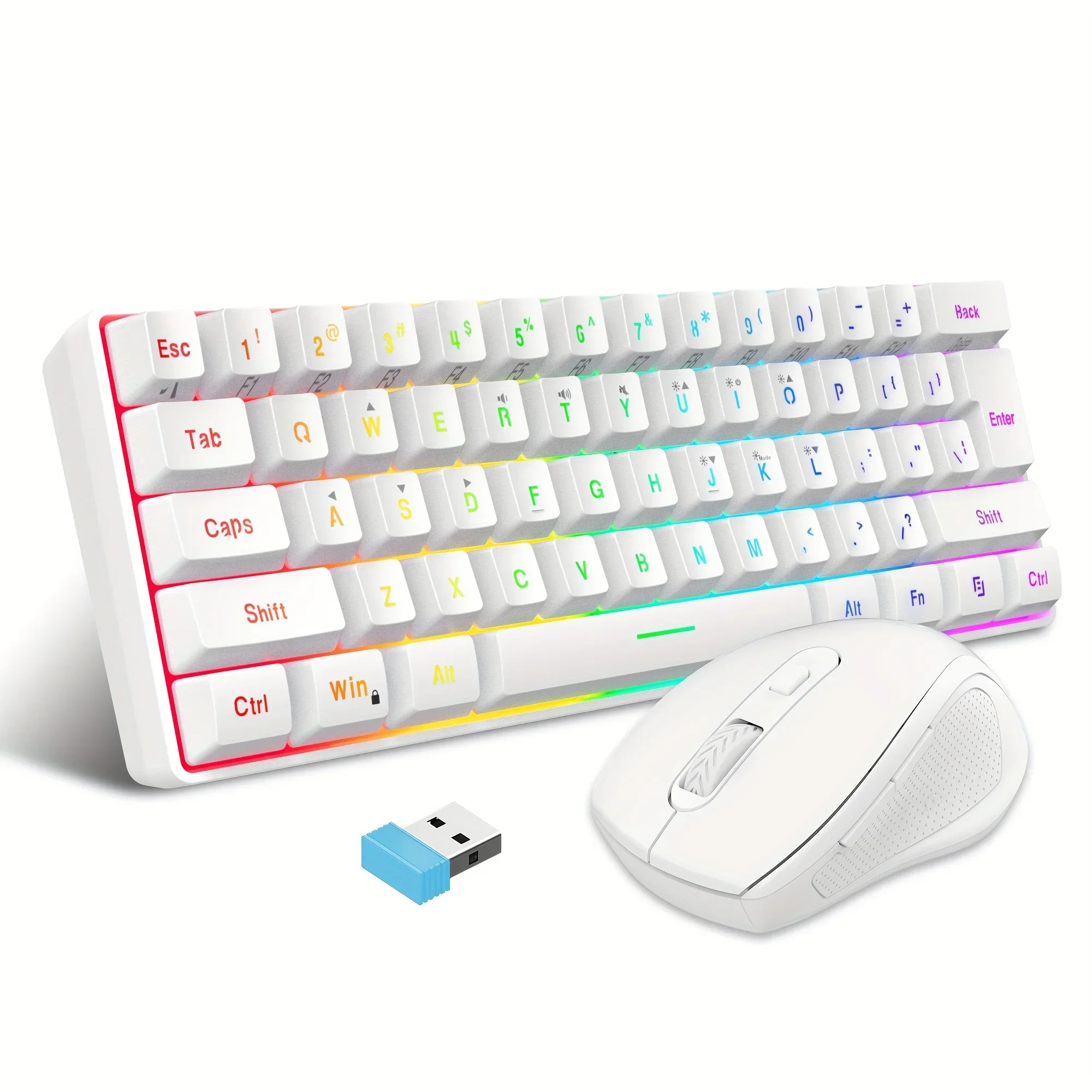 wireless game keyboard RGB light keyboard and 2.4G wireless mouse combination, including 2.4G small mini mechanical touch keyboa